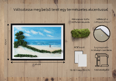 Moss wall art Lovers on the beach