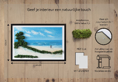 Moss wall art Lovers on the beach