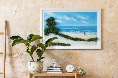 Moss wall art Lovers on the beach