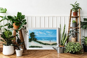 Moss wall art Lovers on the beach