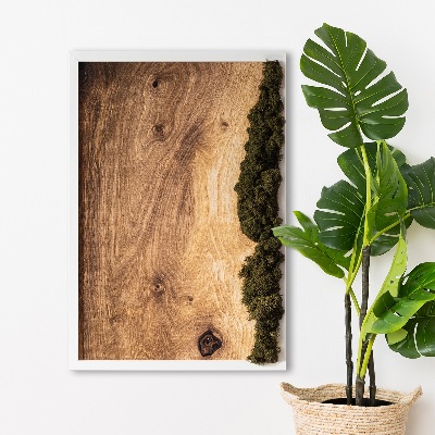 Moss wall art Natural oak