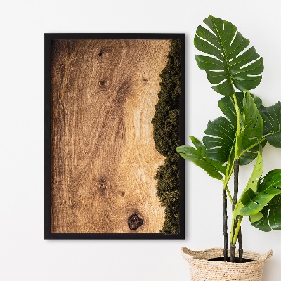 Moss wall art Natural oak