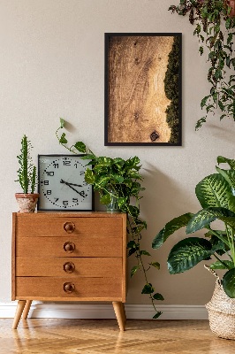 Moss wall art Natural oak