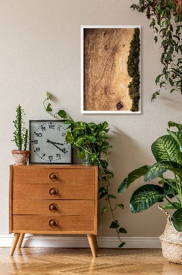 Moss wall art Natural oak