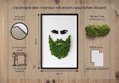 Living moss wall art Hipster with a beard