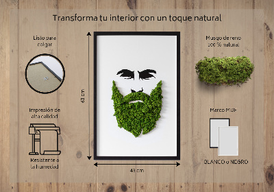 Living moss wall art Hipster with a beard