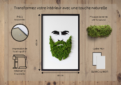Living moss wall art Hipster with a beard