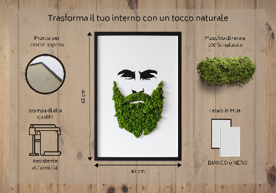 Living moss wall art Hipster with a beard
