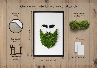 Living moss wall art Hipster with a beard