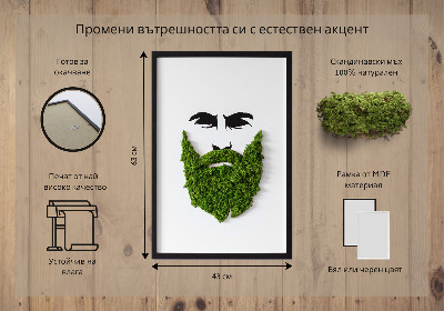 Living moss wall art Hipster with a beard