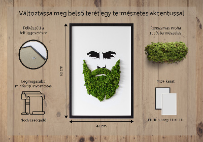 Living moss wall art Hipster with a beard