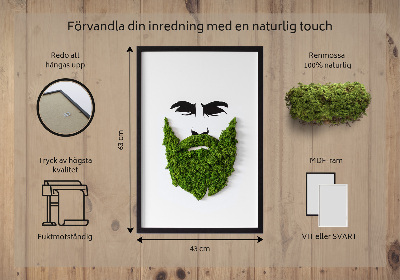 Living moss wall art Hipster with a beard