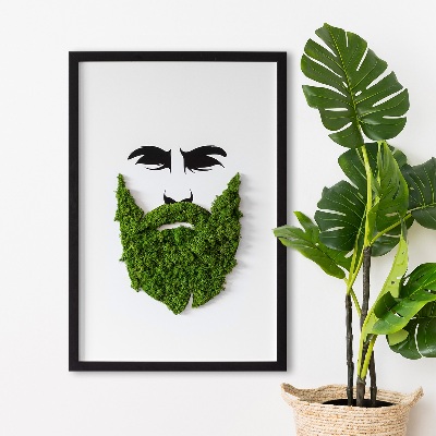 Living moss wall art Hipster with a beard