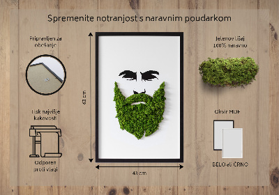Living moss wall art Hipster with a beard