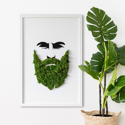Living moss wall art Hipster with a beard
