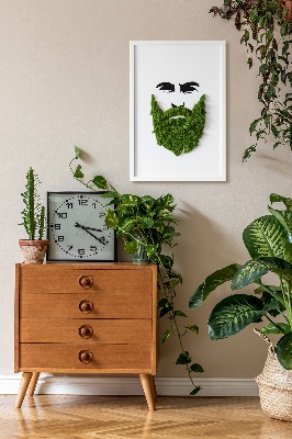 Living moss wall art Hipster with a beard