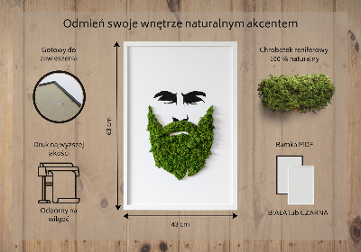 Living moss wall art Hipster with a beard