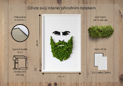 Living moss wall art Hipster with a beard