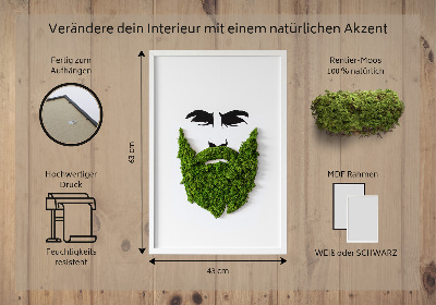 Living moss wall art Hipster with a beard