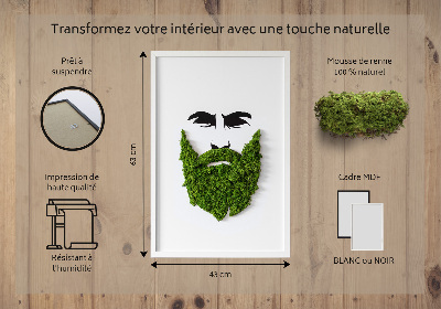 Living moss wall art Hipster with a beard