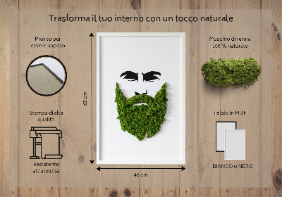 Living moss wall art Hipster with a beard