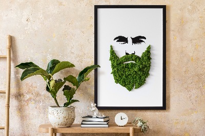 Living moss wall art Hipster with a beard