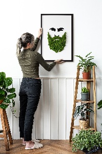 Living moss wall art Hipster with a beard