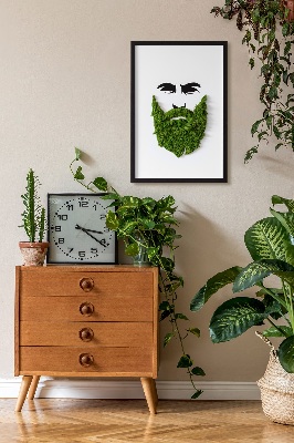 Living moss wall art Hipster with a beard