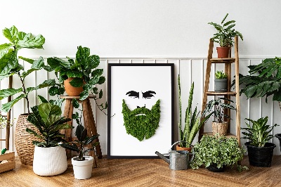 Living moss wall art Hipster with a beard