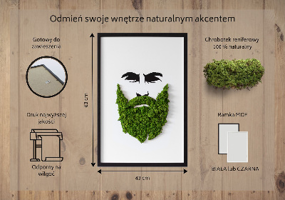 Living moss wall art Hipster with a beard