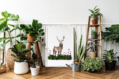 Framed moss wall art Deer among flowers