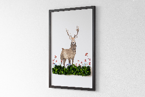Framed moss wall art Deer among flowers