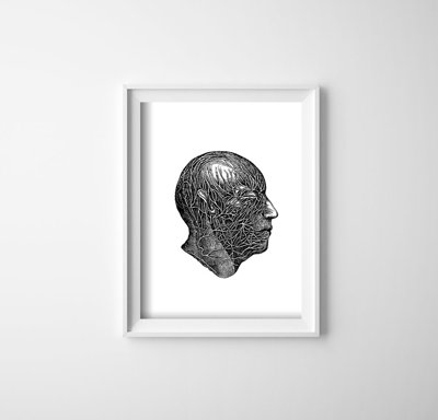 Vintage poster Anatomical Prints Head Nerves