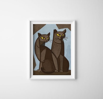 Vintage poster Cat Friends by Tomoo Inagaki