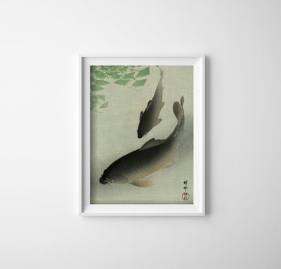 Vintage poster art Carp Koi by Oharn Koson