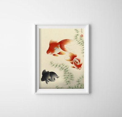 Vintage poster art Goldfish by Ono Bakufu