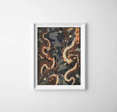 Canvas poster Twin Dragons by Yoshitsuya Utagawa