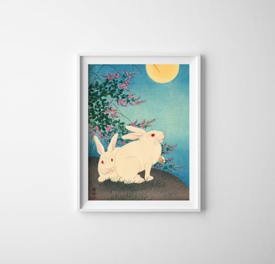 Vintage poster Ohara Koson Rabbit Ukiyo-e Vintage Poster