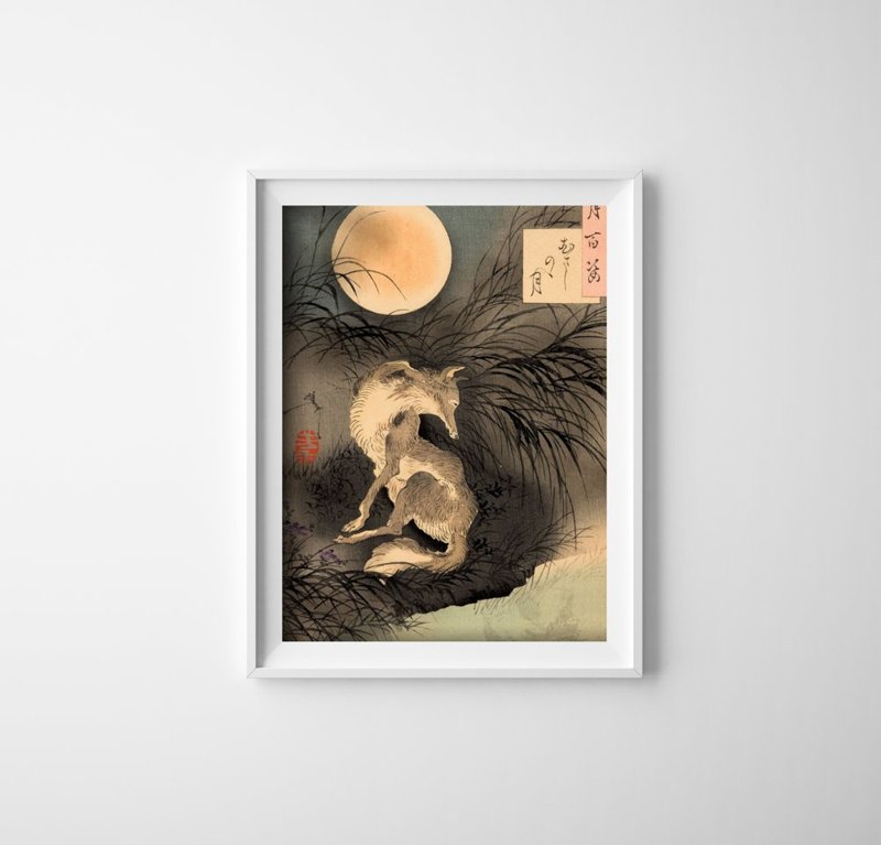 Vintage poster art The Moon On Musashi Plain Tsukioka Yoshitoshi