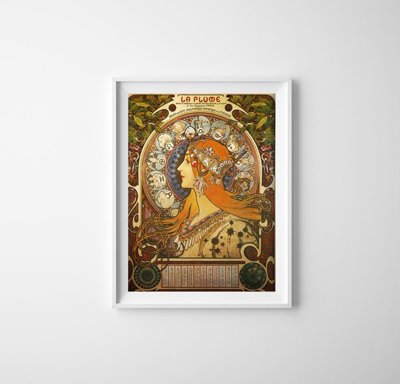 Vintage poster art Mucha Alphonse Advertising Zodiaque La plume