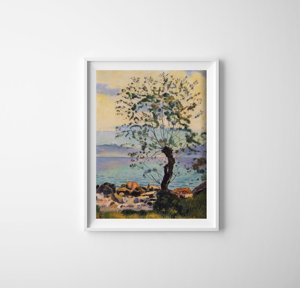 Vintage poster art Willow Tree by the Lake Ferdinand Hodler