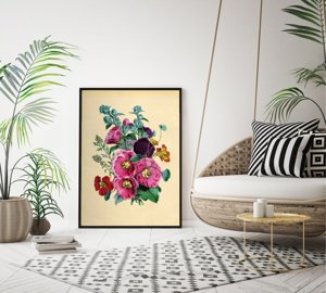 Canvas poster Hollyhocks Flower