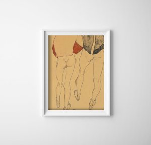 Poster Egon Schiele Print Two Standing Semi Nude Females