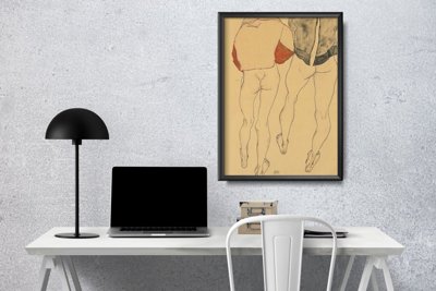 Poster Egon Schiele Print Two Standing Semi Nude Females