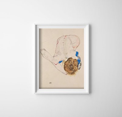 Vintage poster Nude With Blue Stockings Bending Forward