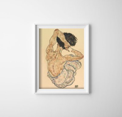 Poster Egon Schiele Print Sitting Back Act