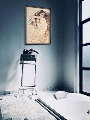 Vintage poster art Two Women Embracing Egon Schiele