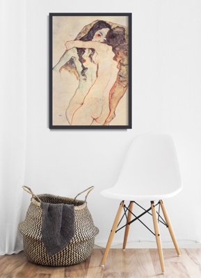 Vintage poster art Two Women Embracing Egon Schiele