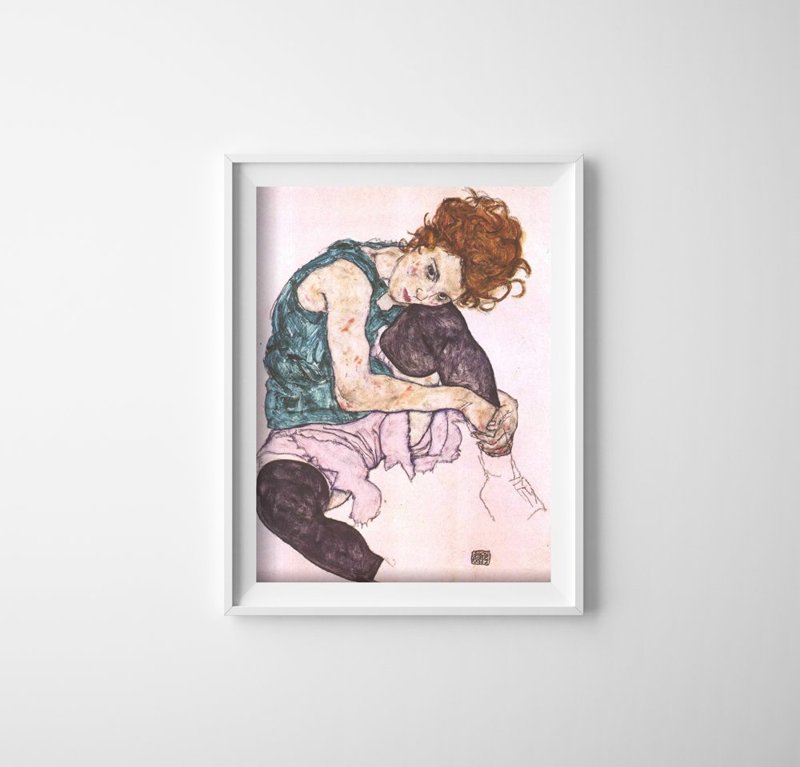 Wall art Seated Woman With Bent Knee Egon Schiele Print