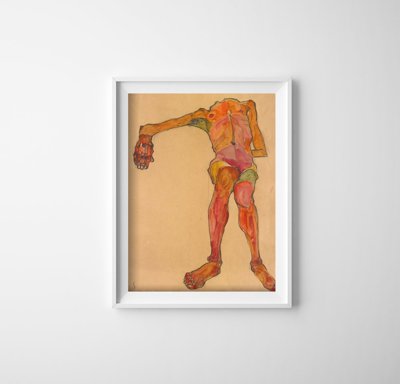 Canvas poster Egon Schiele Print Seated Male Nude Self Portrait